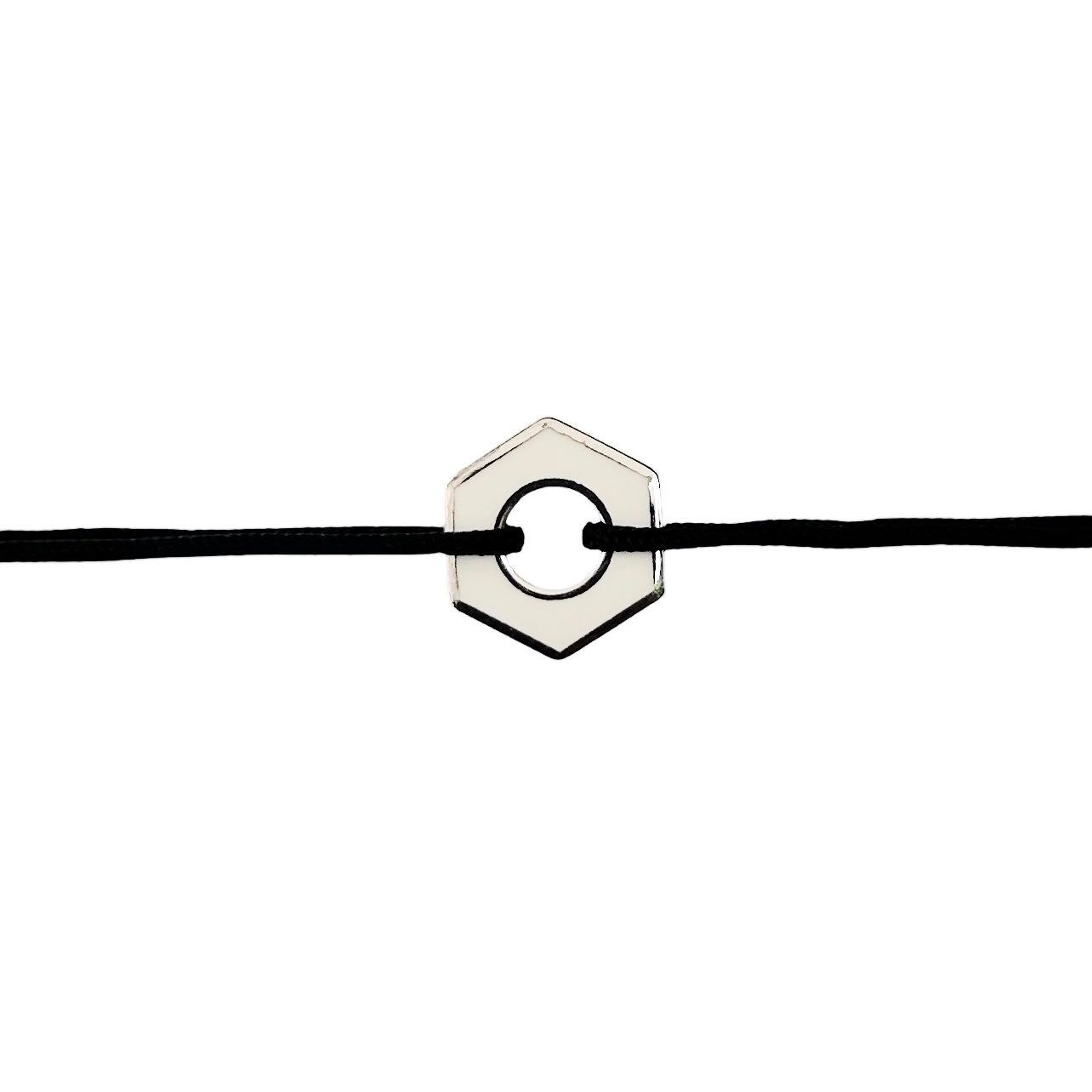 Bracelet : Ecrou bicolore | argent sur cordon