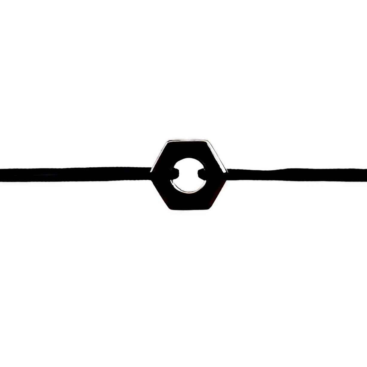 Bracelet : Ecrou bicolore | argent sur cordon