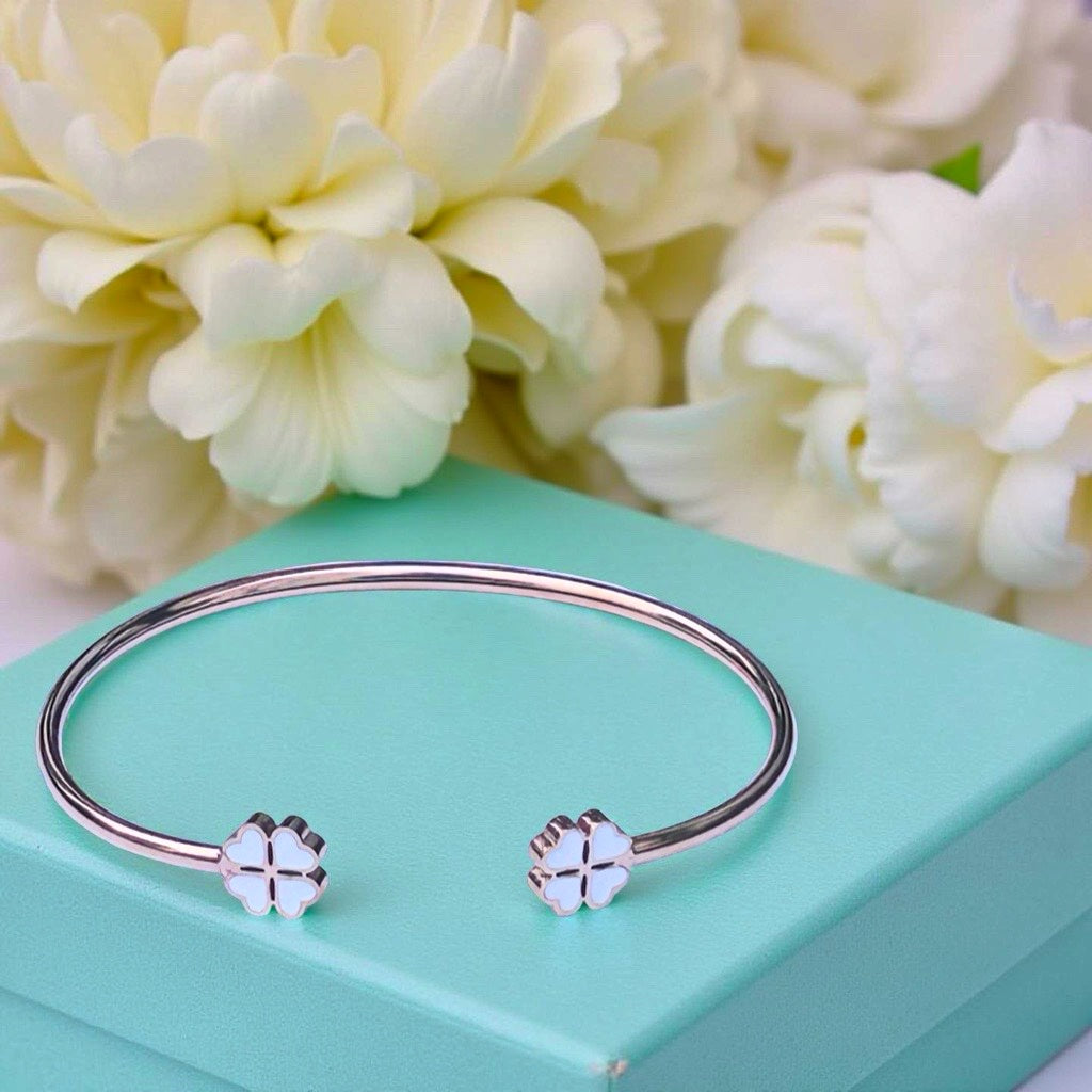 Bracelet "Trèfle" or rose blanc