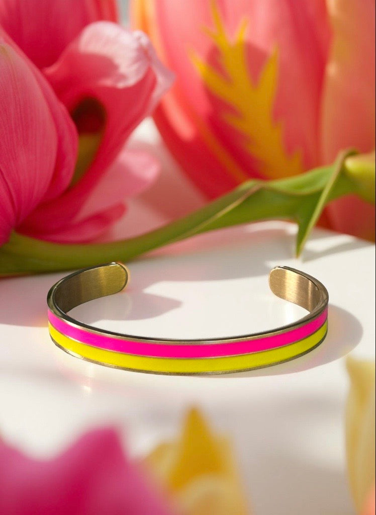 Bracelet jonc doré rose et jaune