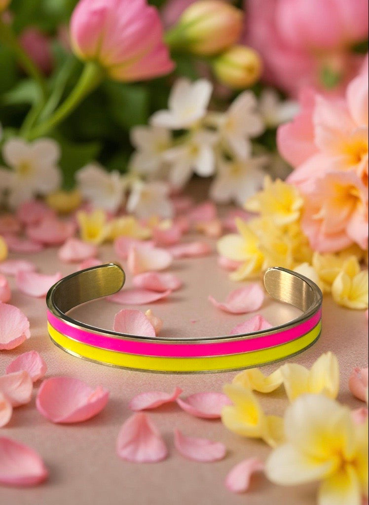 Bracelet jonc doré rose et jaune