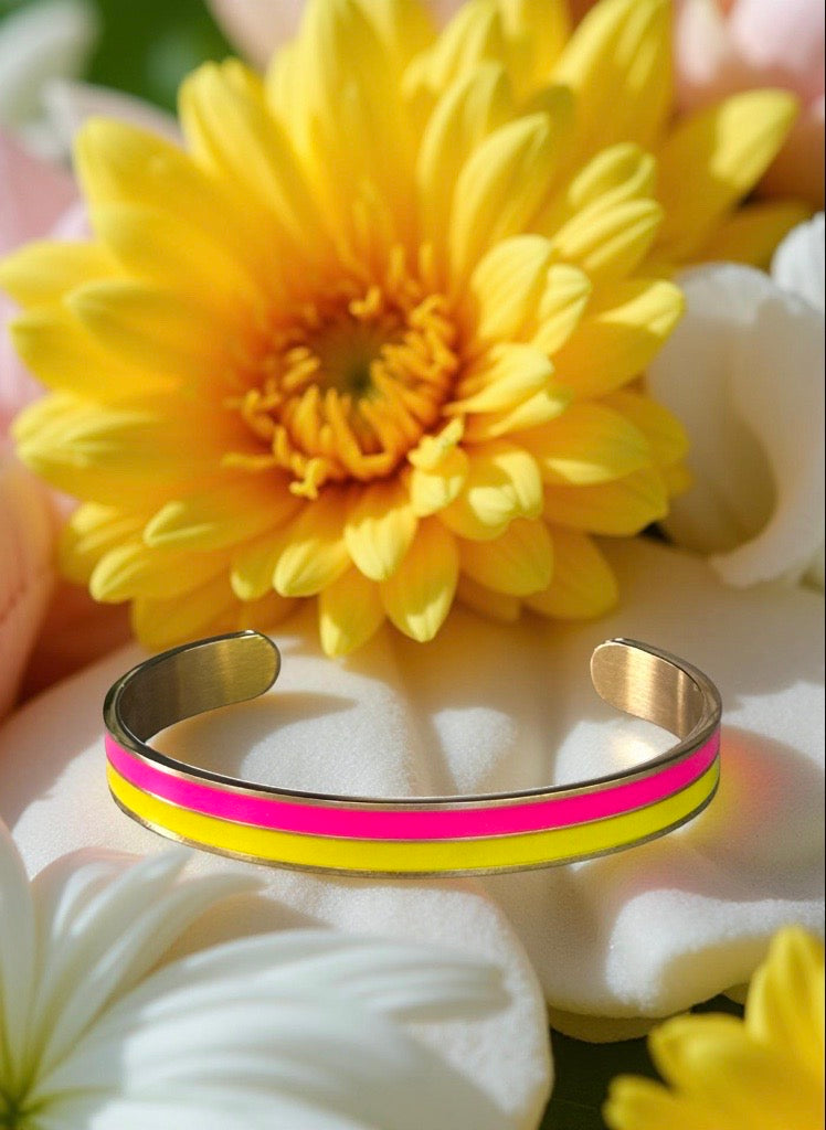 Bracelet jonc doré rose et jaune