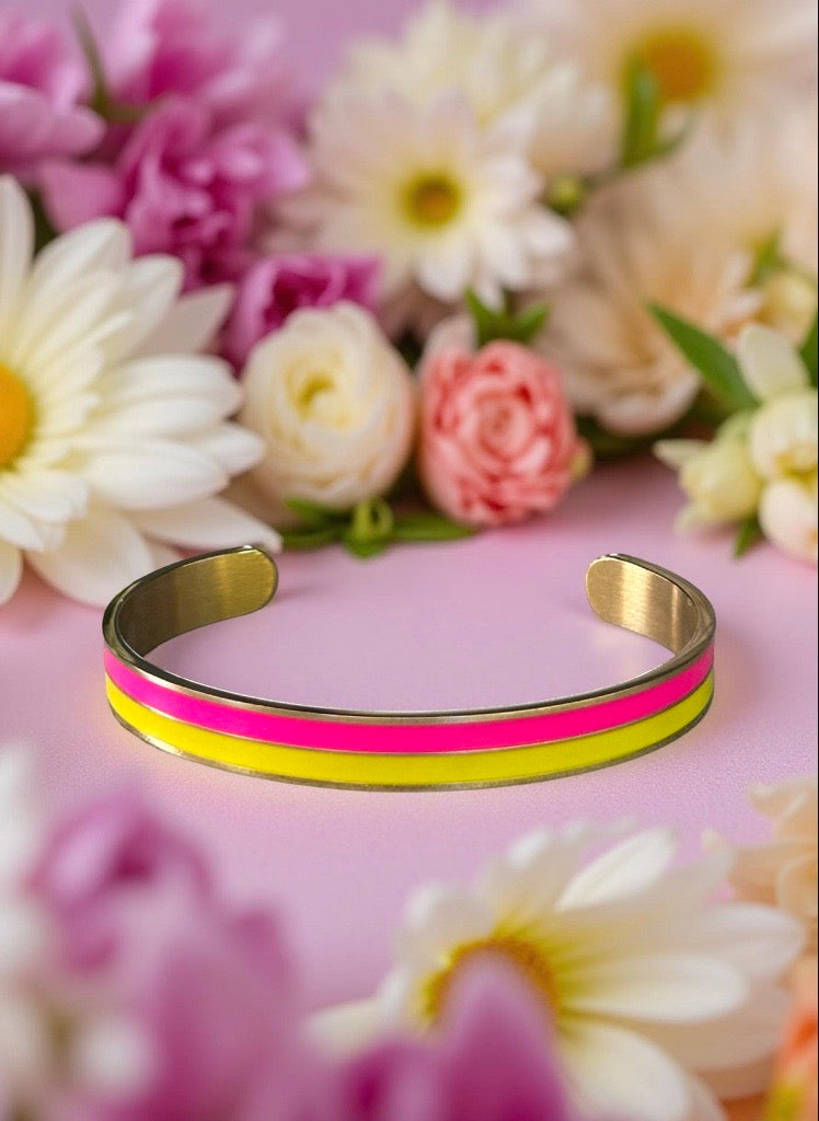 Bracelet jonc doré rose et jaune