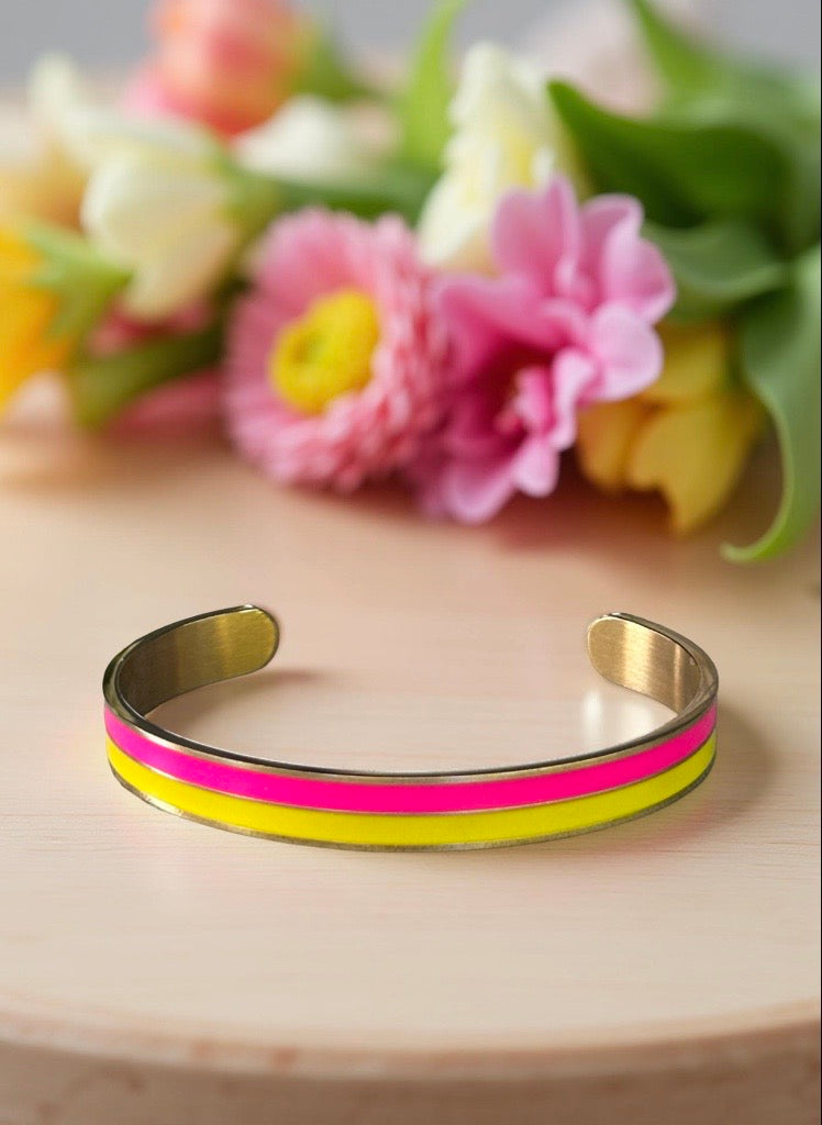 Bracelet jonc doré rose et jaune