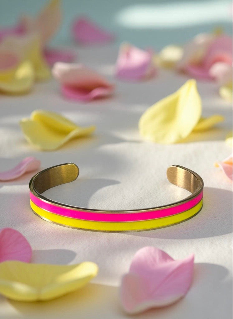 Bracelet jonc doré rose et jaune