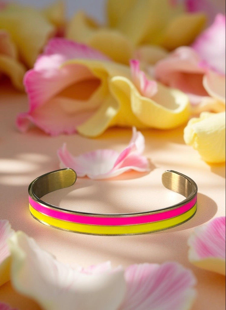 Bracelet jonc doré rose et jaune