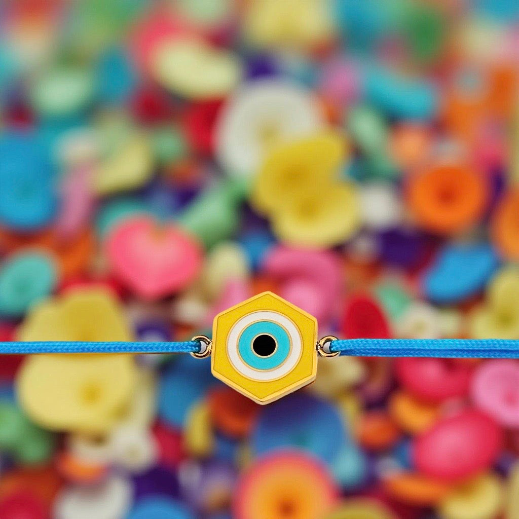 Bracelet : Ecrou bicolore doré | jaune turquoise