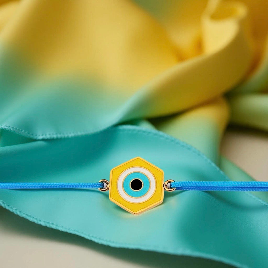 Bracelet : Ecrou bicolore doré | jaune turquoise