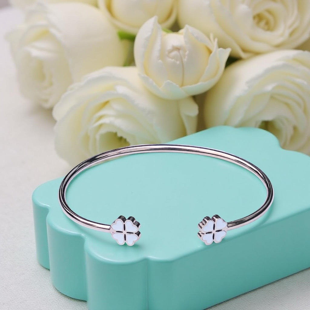 Bracelet "Trèfle" or rose blanc