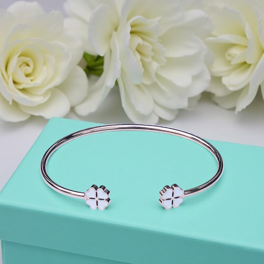 Bracelet "Trèfle" or rose blanc