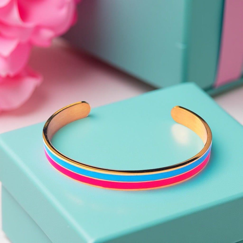 Bracelet "Bicolore" doré rose turquoise