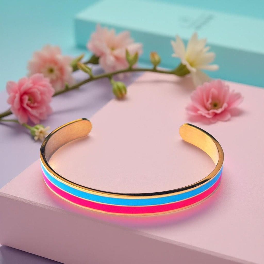 Bracelet "Bicolore" doré rose turquoise