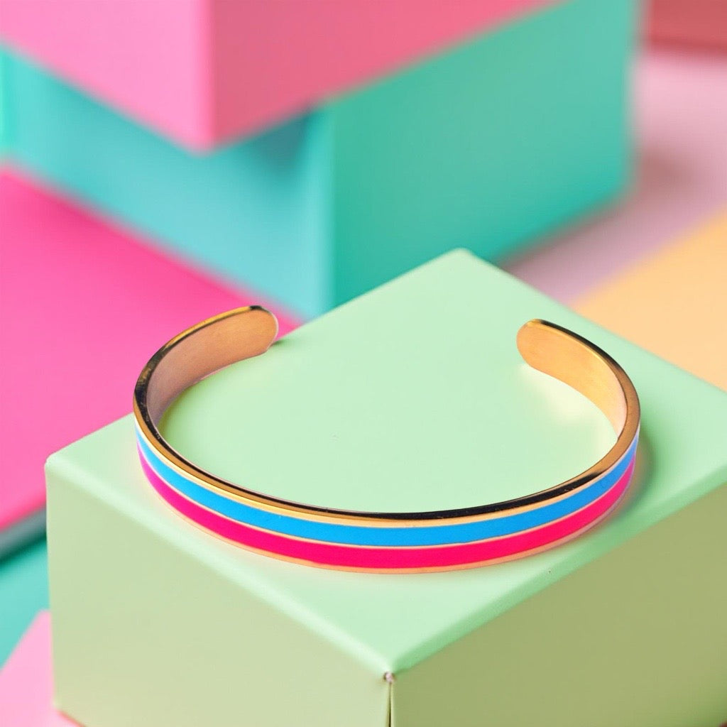 Bracelet "Bicolore" doré rose turquoise