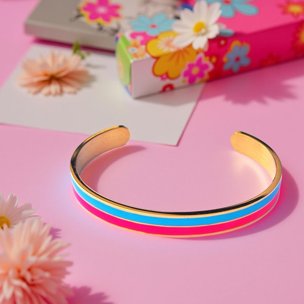 Bracelet "Bicolore" doré rose turquoise