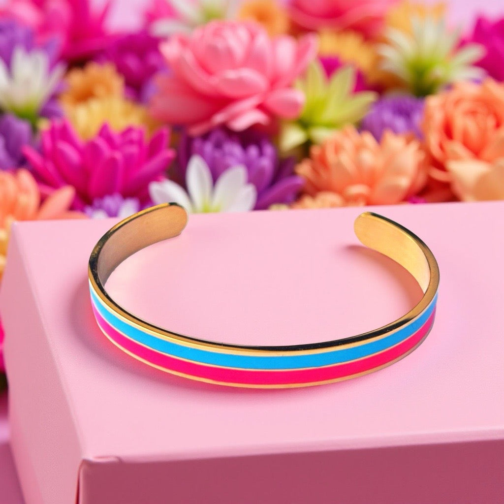 Bracelet "Bicolore" doré rose turquoise