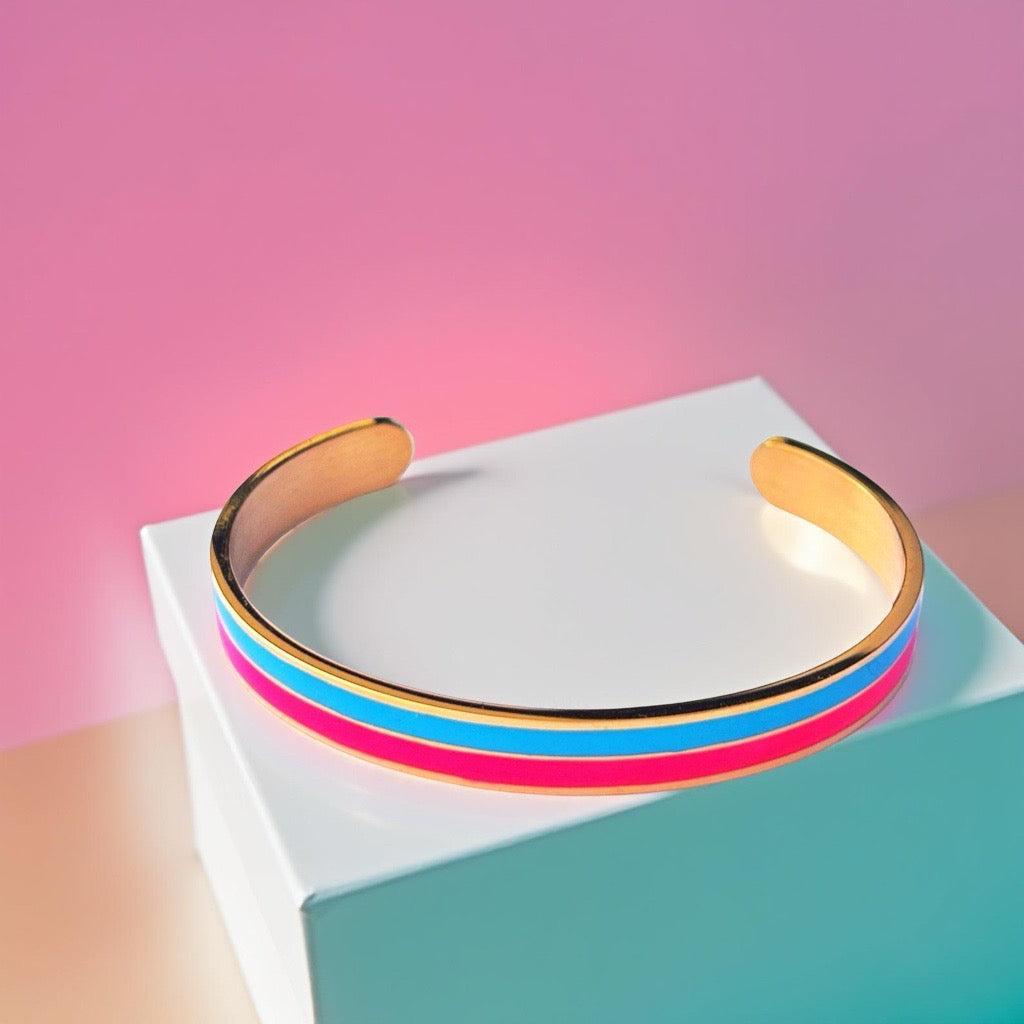 Bracelet "Bicolore" doré rose turquoise