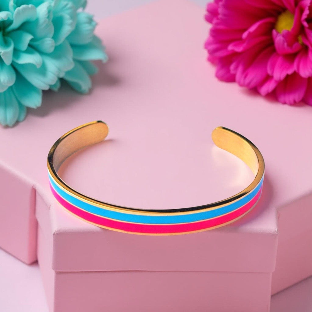 Bracelet "Bicolore" doré rose turquoise