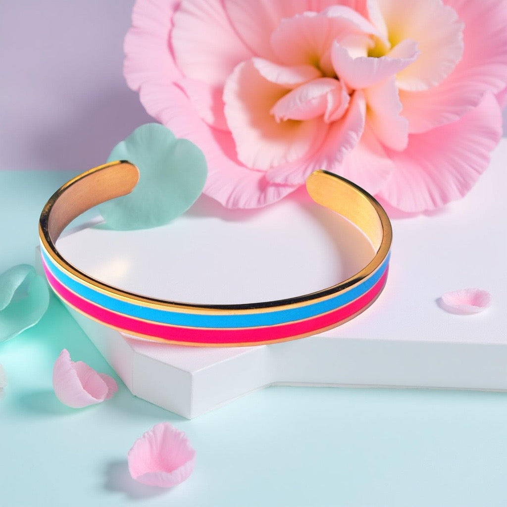 Bracelet "Bicolore" doré rose turquoise