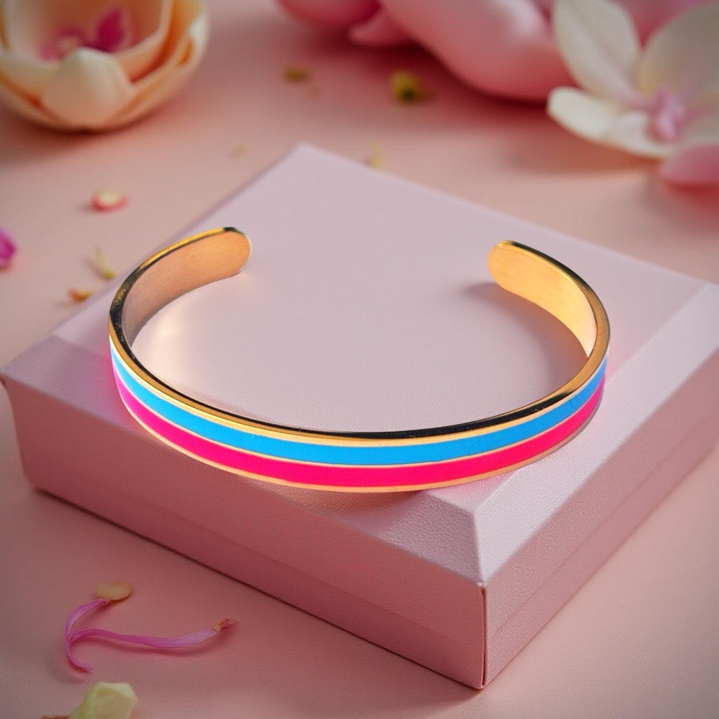 Bracelet "Bicolore" doré rose turquoise