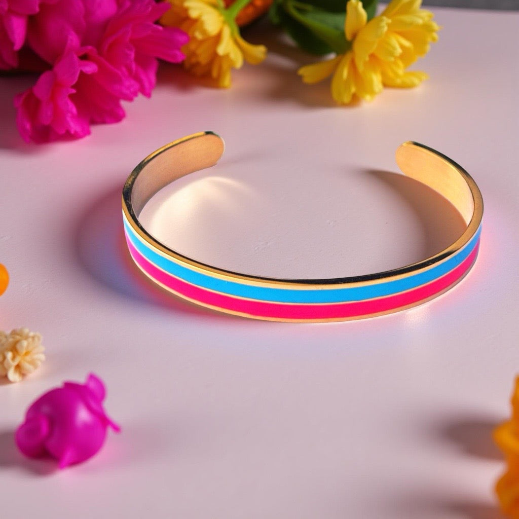 Bracelet "Bicolore" doré rose turquoise