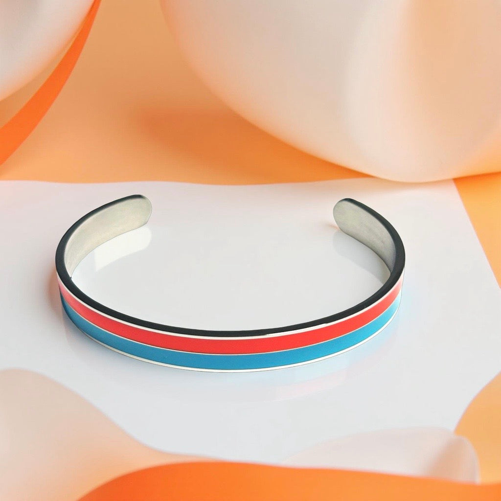 Bracelet "bicolore" argenté turquoise orange