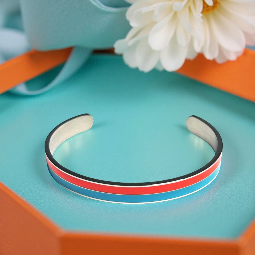 Bracelet "bicolore" argenté turquoise orange
