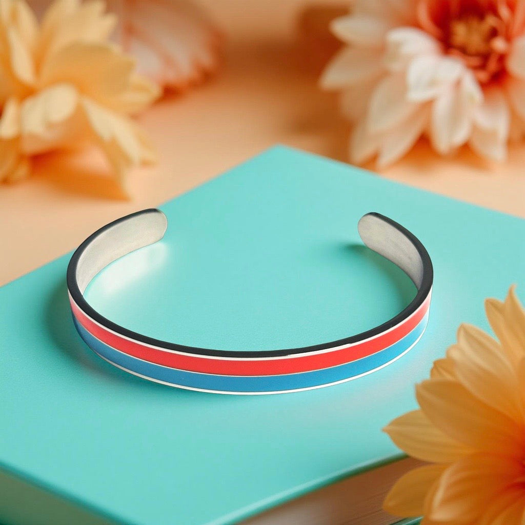 Bracelet "bicolore" argenté turquoise orange