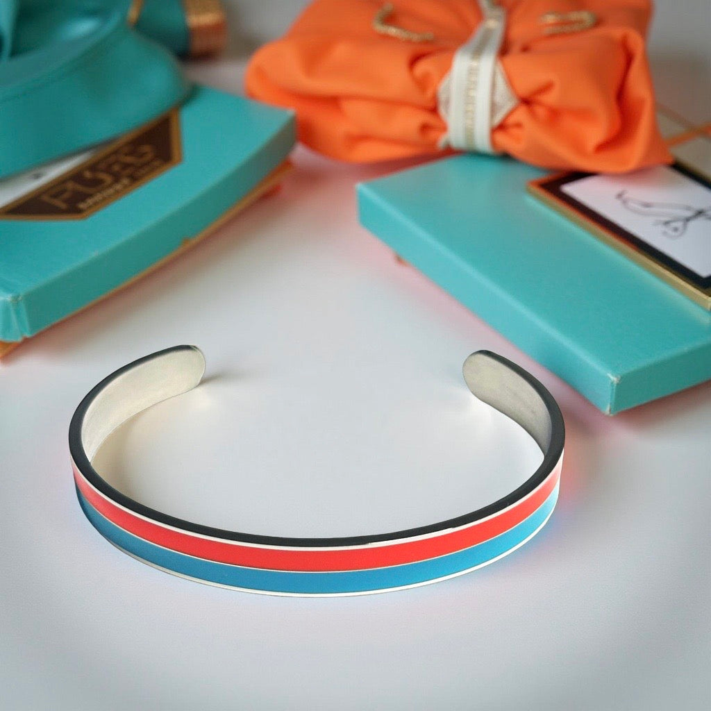 Bracelet "bicolore" argenté turquoise orange