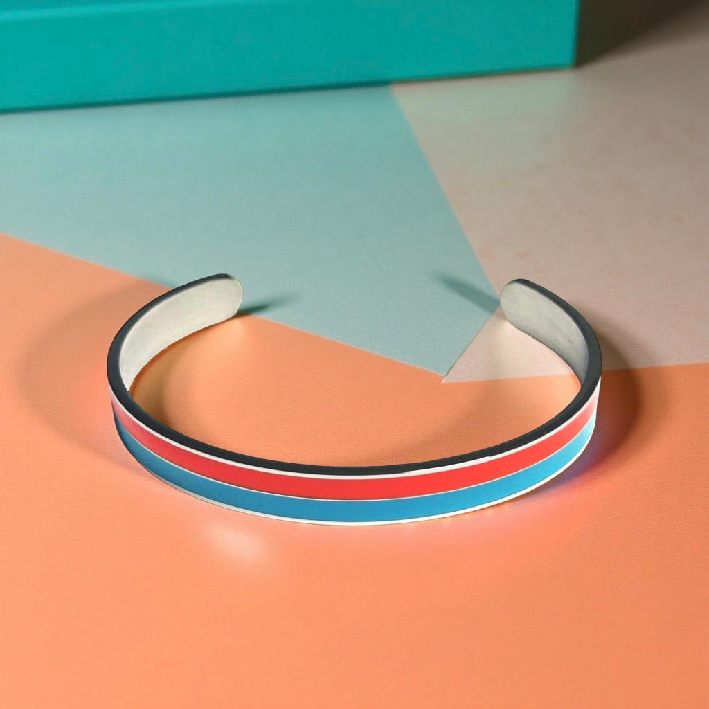 Bracelet "bicolore" argenté turquoise orange