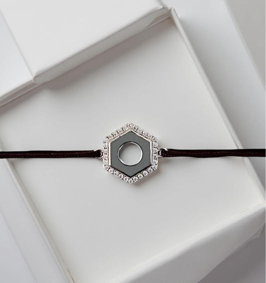 Bracelet : Ecrou Serti | Argent 925 sur cordon