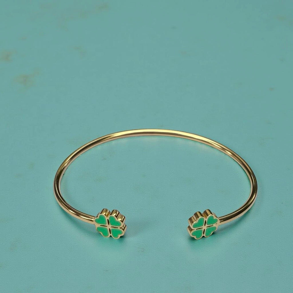 Bracelet "Trèfle" doré vert