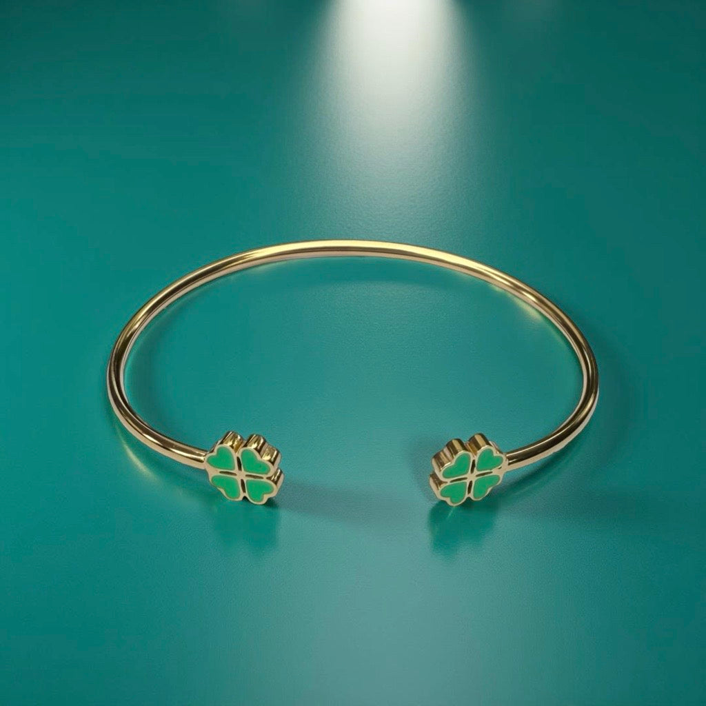 Bracelet "Trèfle" doré vert