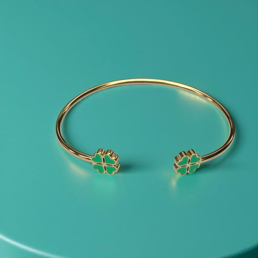 Bracelet "Trèfle" doré vert