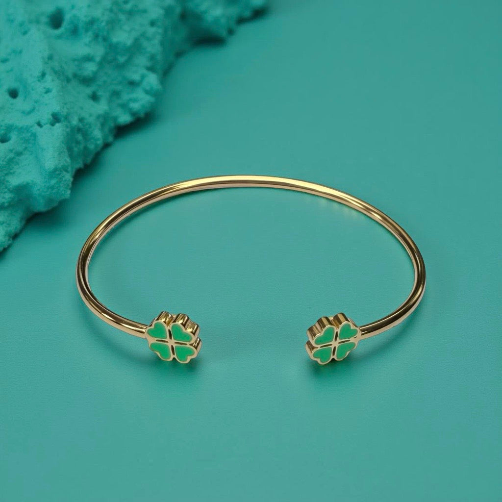 Bracelet "Trèfle" doré vert