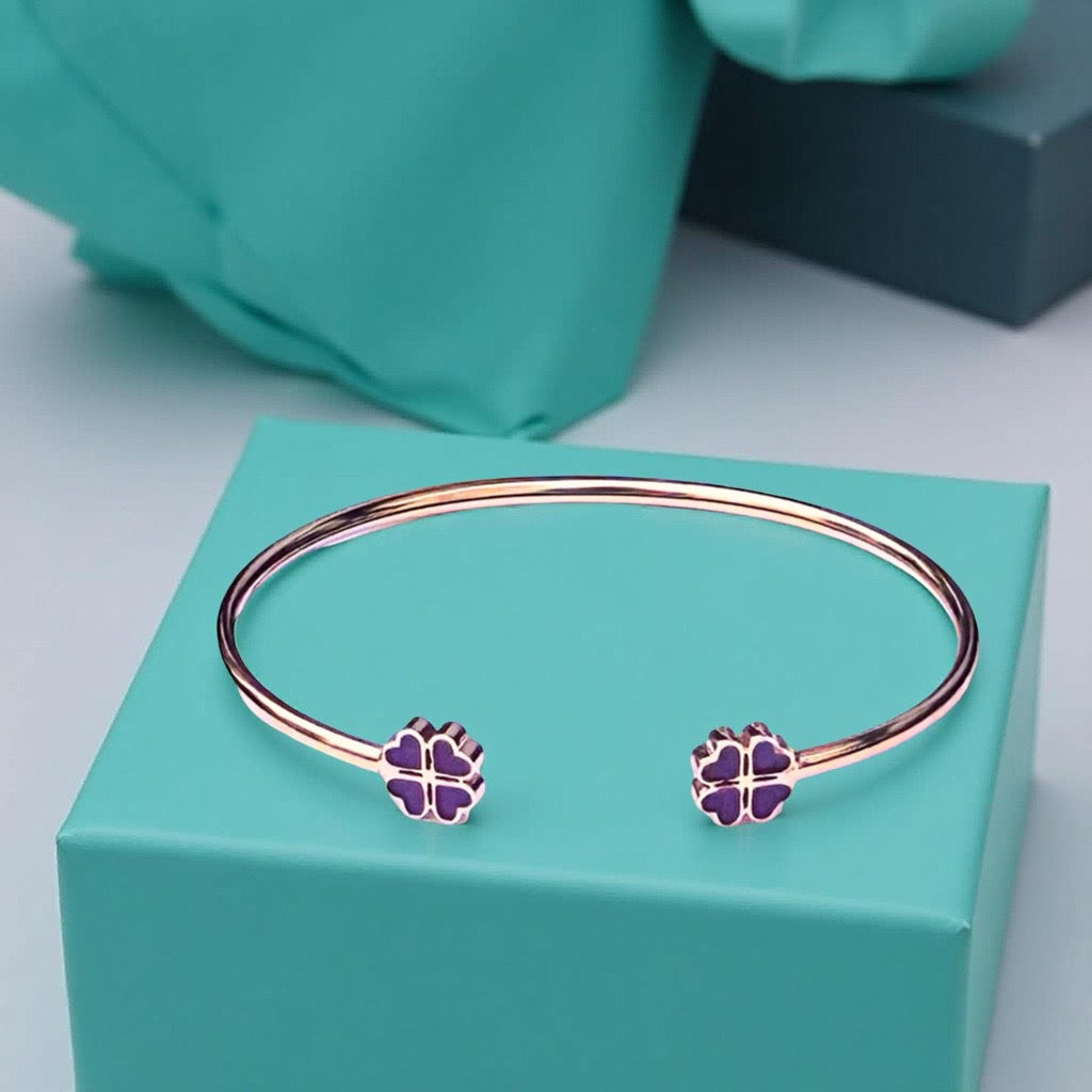 Bracelet "Trèfle" doré bordeaux