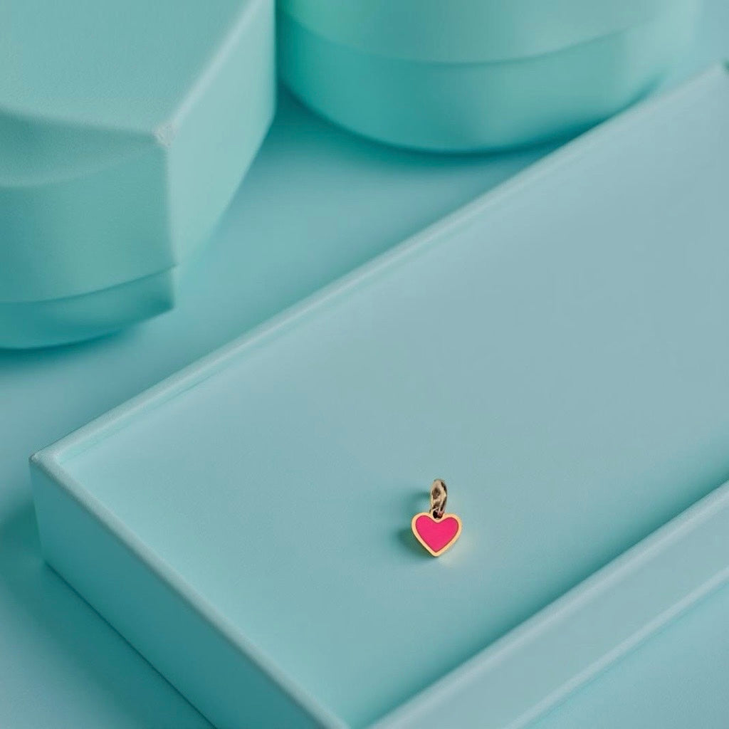 Charm coeur doré rose / turquoise