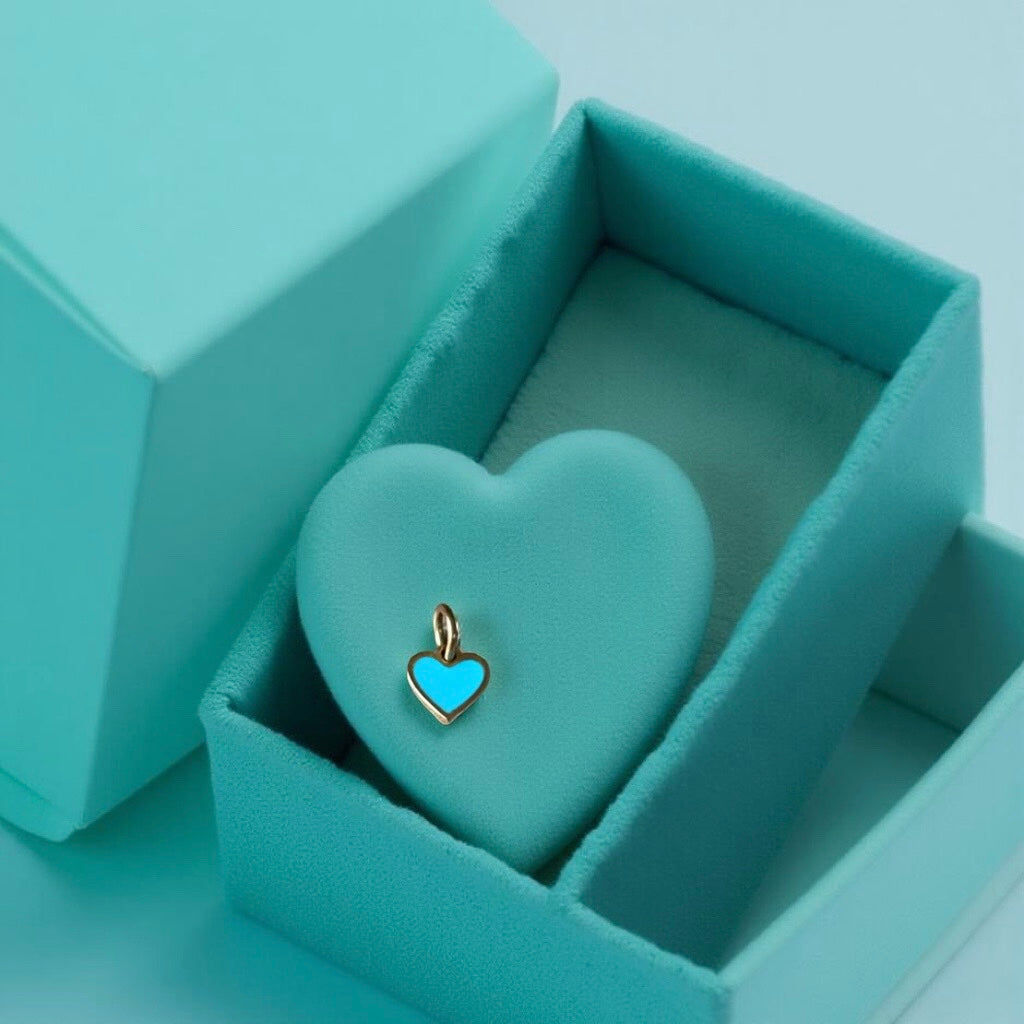 Charm coeur doré rose / turquoise