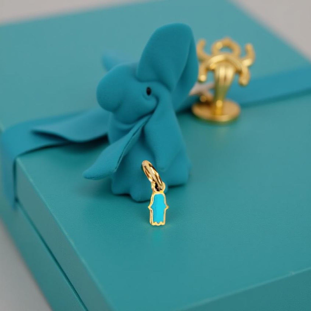 Charm doré Fatima turquoise rouge