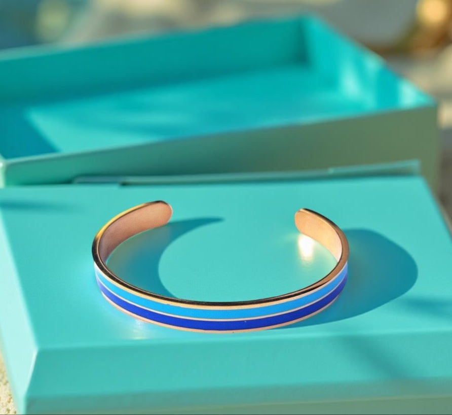 Bracelet "bicolore" doré turquoise bleu
