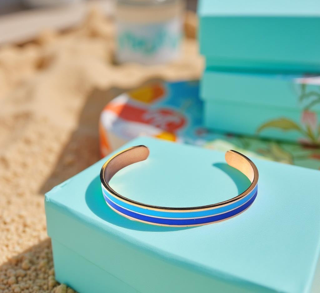 Bracelet jonc doré turquoise bleu