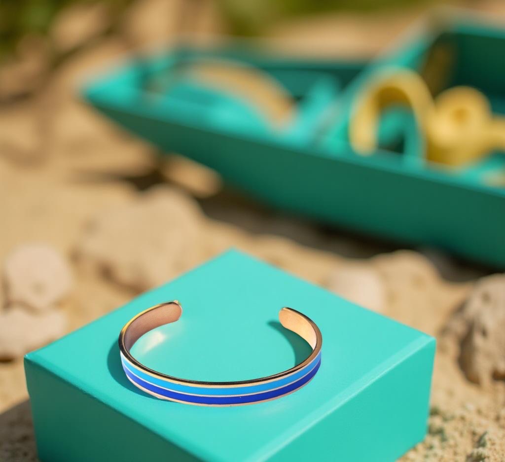 Bracelet "bicolore" doré turquoise bleu