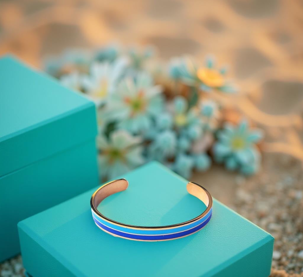 Bracelet "bicolore" doré turquoise bleu