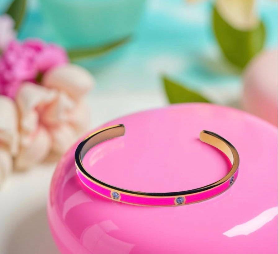 Bracelet rose fluo serti