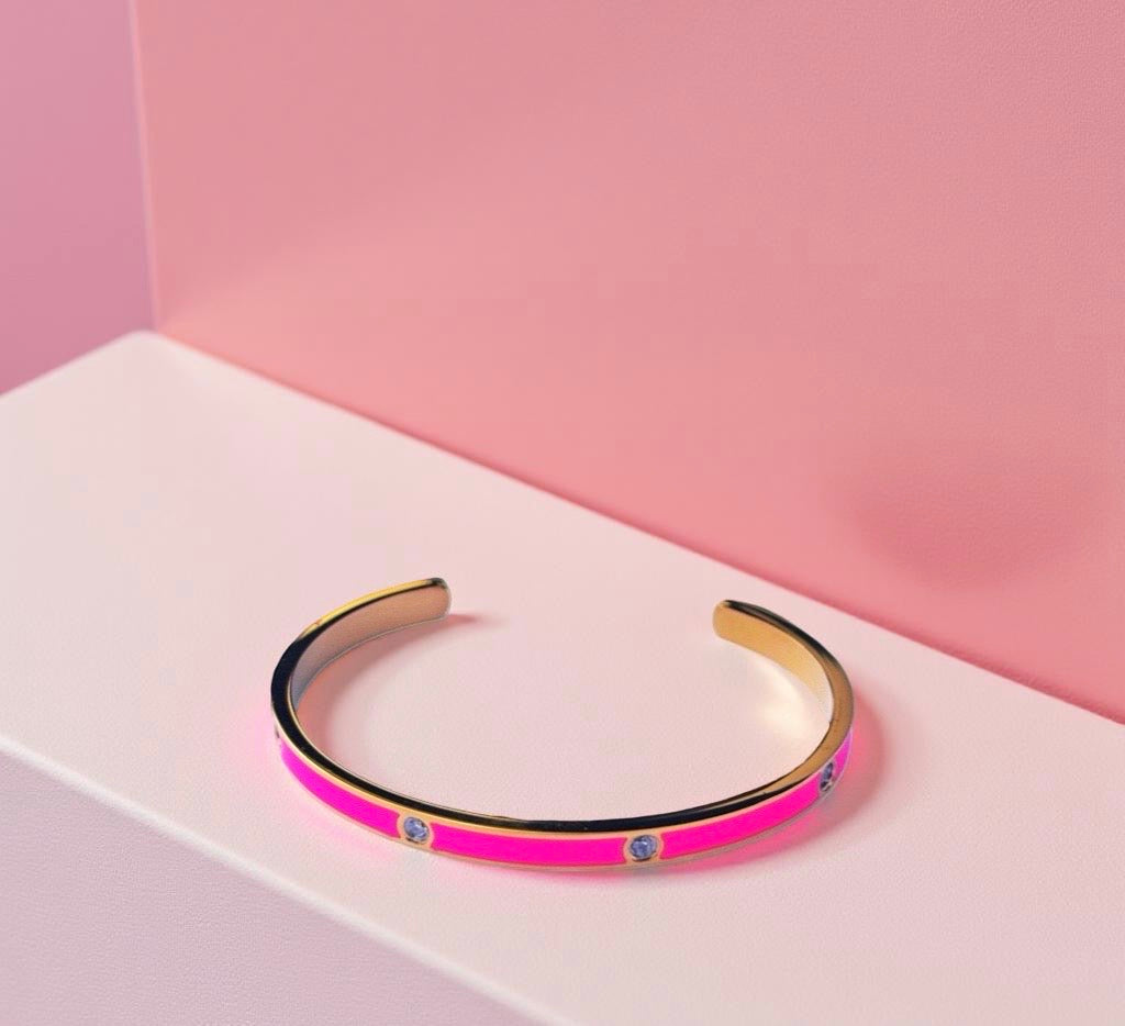 Bracelet rose fluo serti