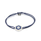 MORA bijoux, bracelet formé d'un écrou émaillé bleu foncé reversible d'une couleur au choix et serti de diams, argent 925 monté sur un cordon bleu ajustable