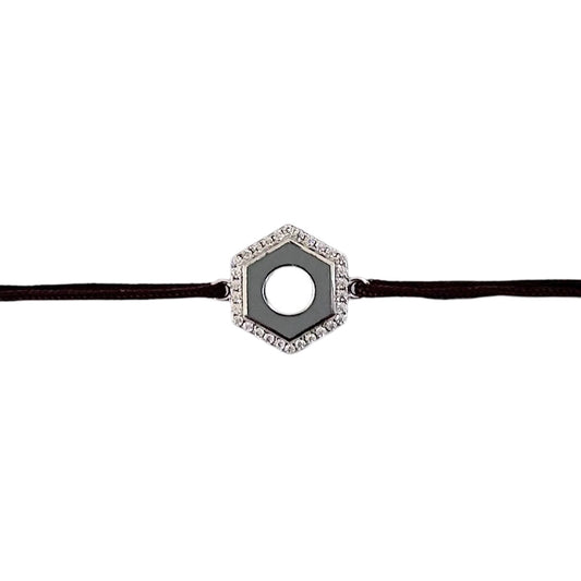 Bracelet : Ecrou Serti | Argent 925 sur cordon