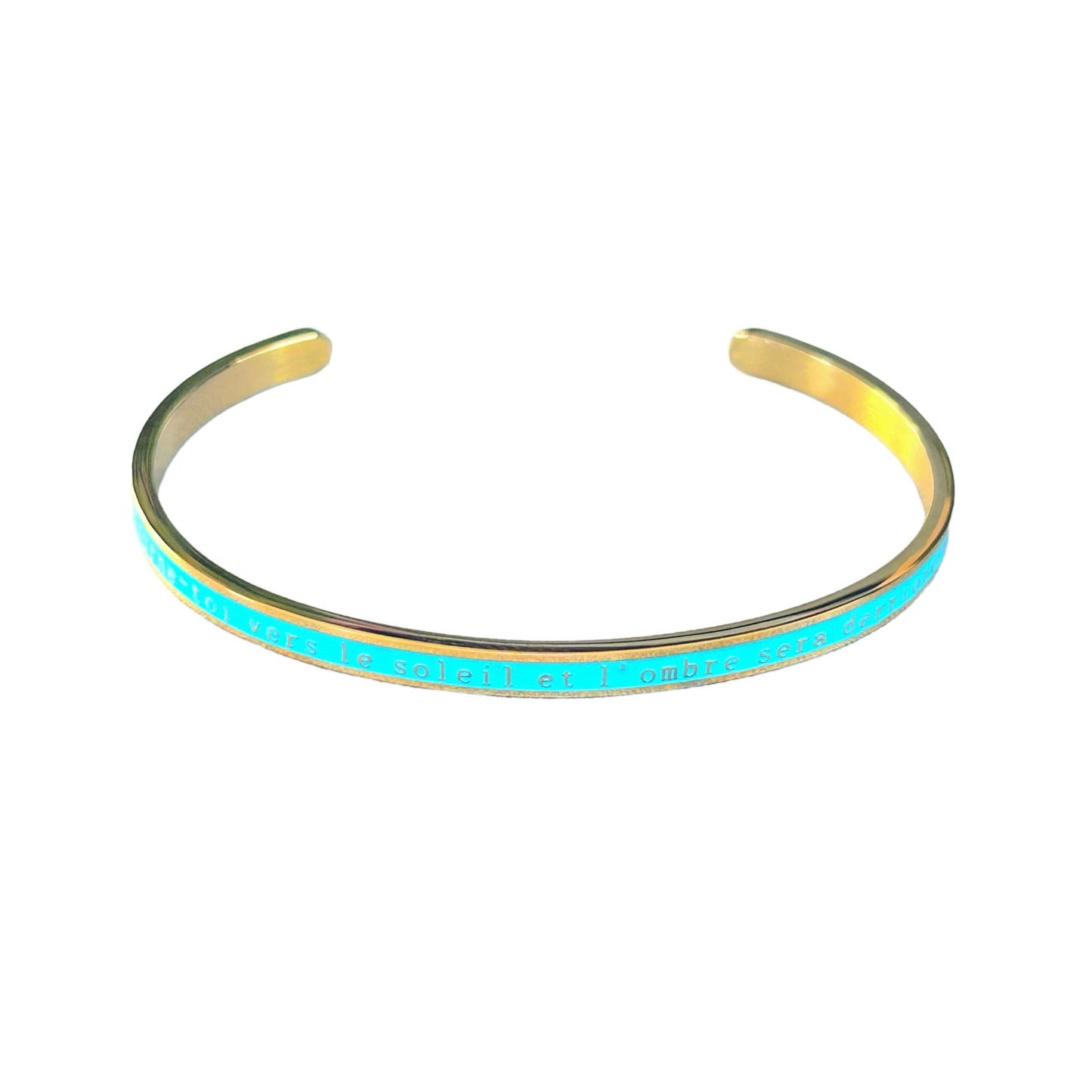 Bracelet "soleil" émaillé doré turquoise