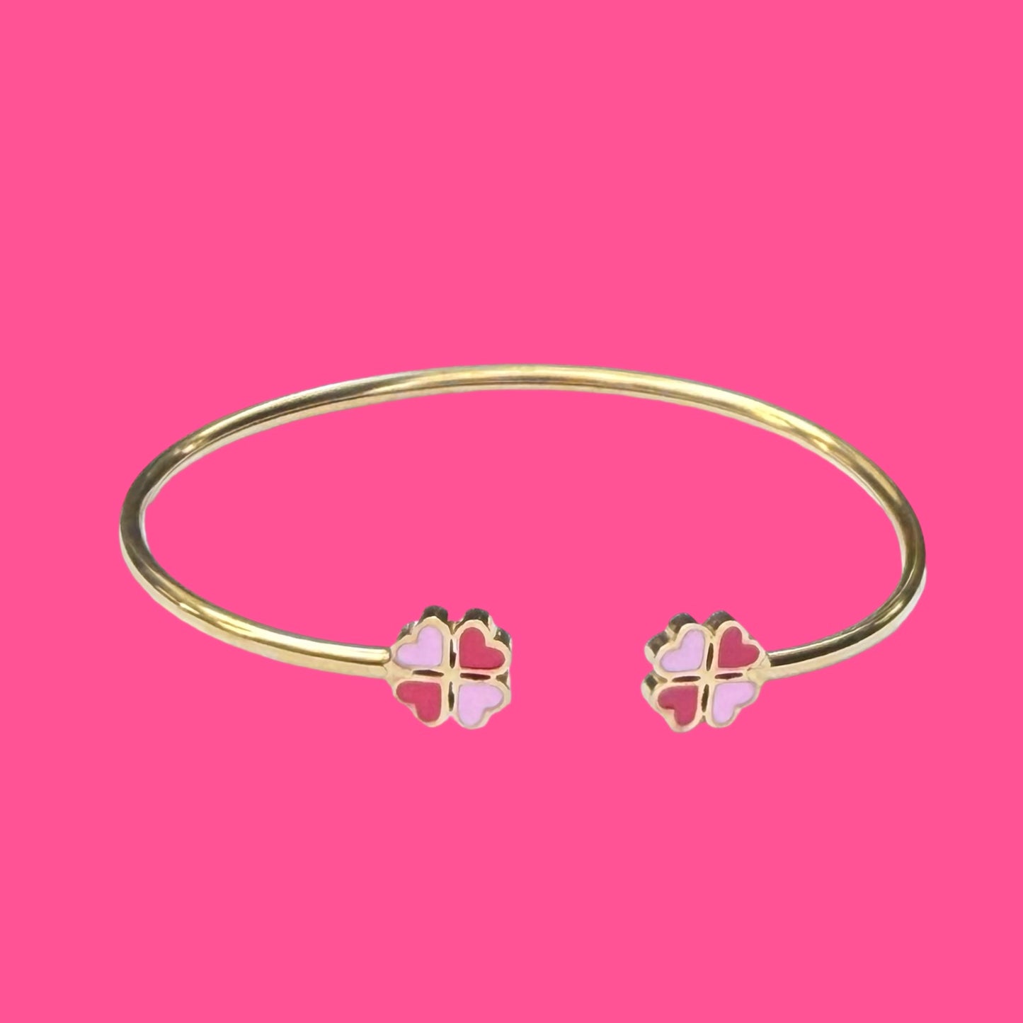 Bracelet "Trèfle" bicolore rose / rouge