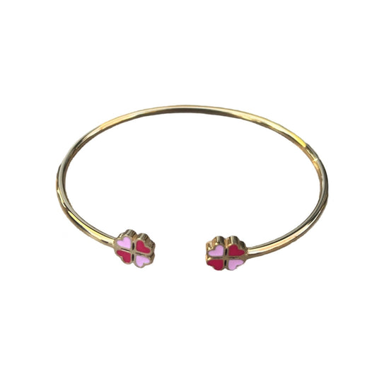 Bracelet "Trèfle" émaillé doré rose