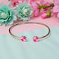 Bracelet "Trèfle à 4 coeurs" émaillé doré rose